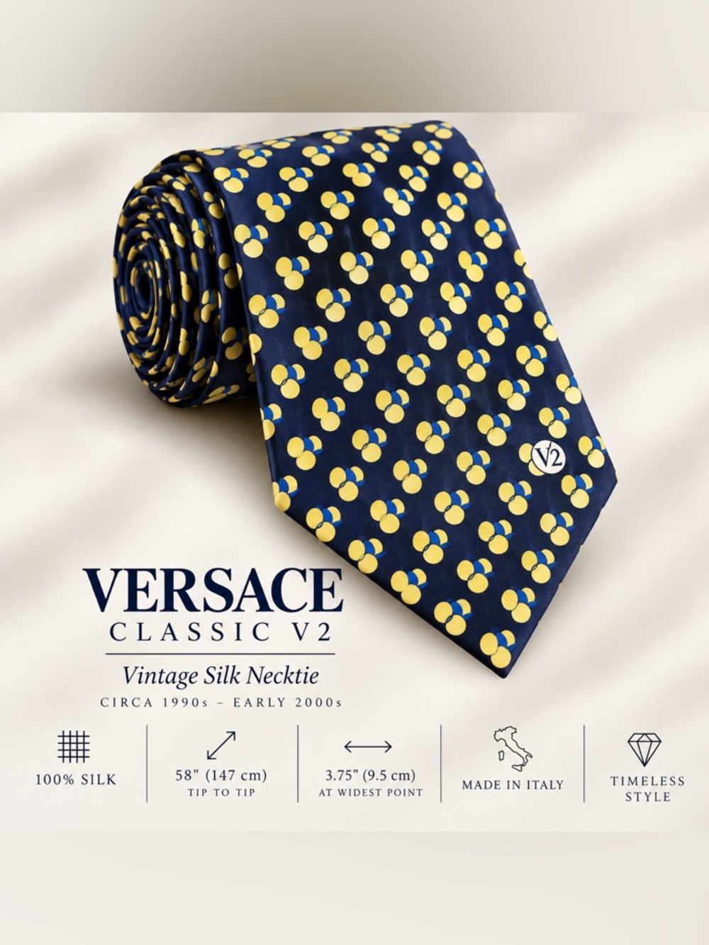 Vintage 1990s Versace Classic V2 Medusa Silk Tie